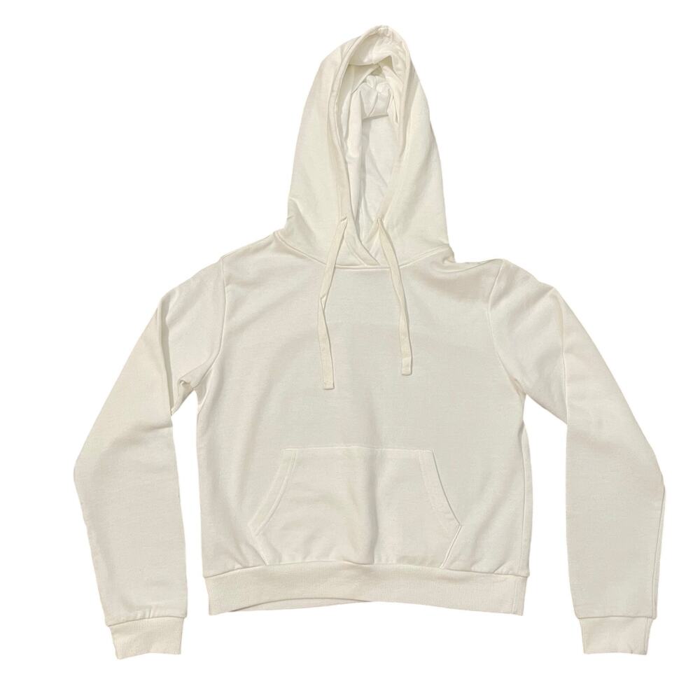 Forever 21 Cream Hooded Pullover Sweatshirt Everyday Basic Hoodie Women's Size S